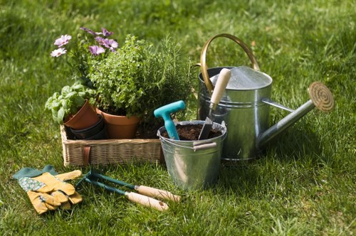 Green waste and garden debris awaiting removal in a terrace garden